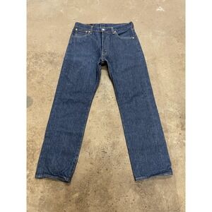 Levis 501 Jeans Mens 31x28 Dark Wash Blue Straight Leg Button Fly Waterless